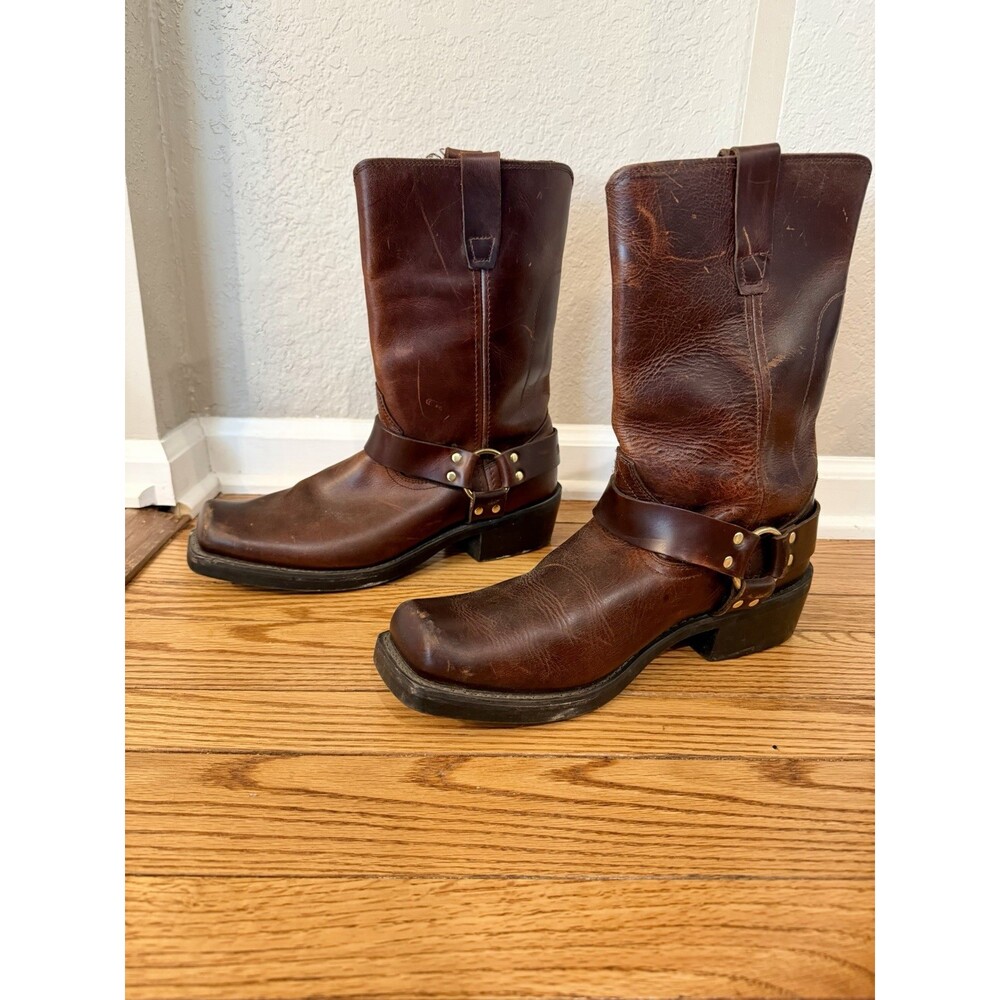 Durango Harness Boots Mens 12 Brown Leather Biker Western Square Toe